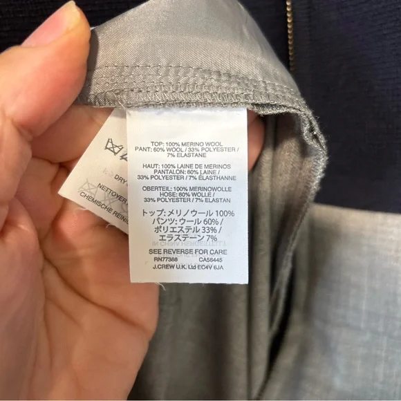 J Crew Collection Wool Mockneck Long Sleeve Trouser Jumpsuit Navy Gray Size 6 8 - Picture 7 of 13